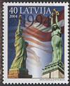Латвия Визит Б.Клинтона, Флаги, Статуя Свободы, 2004 , 1 марка