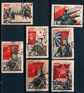 СССР, 1938, №588-94, 20-летие Сов.Армии, серия из 7-ми марок, (.)