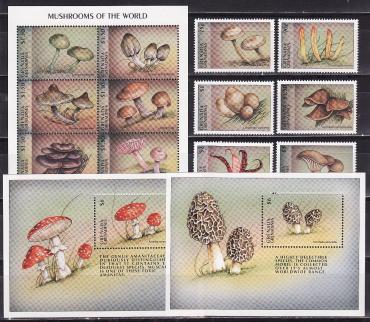 Гренада Гренадины, 1997, Грибы, 6 марок, лист, 2 блока
