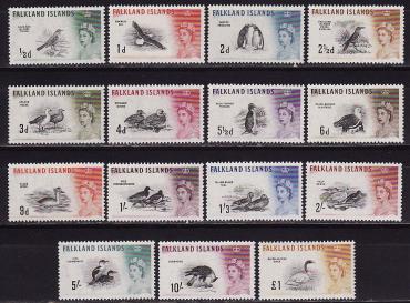Фалкленды, 1960, Птицы, Королева, 15 марок MNH Михель 220 евро