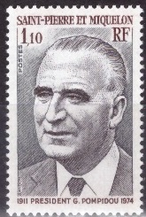 Сан-Пьер и Микелон, 1976, Президент Ж.Помпиду, 1 марка, 8 Евро