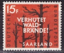 Саар, 1958, Берегите Лес от Пожара, 1 марка Саар, 1958, Берегите Лес от Пожара, 1 марка