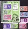 Доминика, 1974, 100 лет почтовым маркам, 6 марок, блок