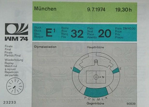ФРГ, входной билет на повторный финал ЧМ 1974