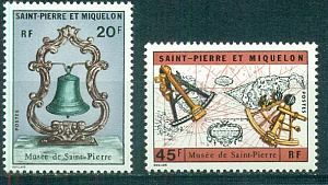 Сан-Пьер и Микелон, 1971, Морские Часы, Карта, Секстант. 2 марки, 70 Евро