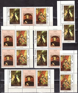 Россия, 1999,  К.Брюллов, различные варианты сцепок