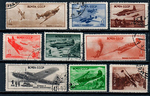 СССР, 1945, №988-96, Боевые самолеты, серия из 9-ти марок,(руб) (.)...