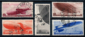 СССР, 1934, №470-74, Дирижабли, серия из 5-ти марок, (.)-