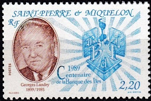 Сан-Пьер и Микелон, Г.Ландри, Банкир, 1989, 1 марка Сан-Пьер и Микелон, Г.Ландри, Банкир, 1989, 1 марка