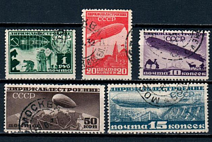 СССР, 1931, №373-77, Дирижаблестроение, серия из 5-ти  марок (.)-