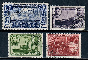 СССР, 1940, №729-32, Полярный дрейф. "Cедов", серия из  4-х марок, (.)...