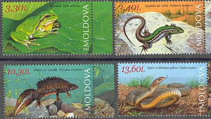 Молдова, 2023, Красная Книга, Амфибии и Рептилии, 4 марки