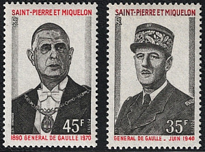Сан-Пьер и Микелон, 1971, Генерал Де Голлль. 2 марки, 60 Евро