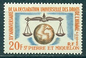 Сен-Пьер и Микелон, 1963, ООН, Декларация Прав Человека, * наклейка Сен-Пьер и Микелон, 1963, ООН, Декларация Прав Человека, * наклейка