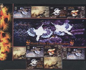 Мальдивы, 2004, Рыбы, WWF,  малый лист